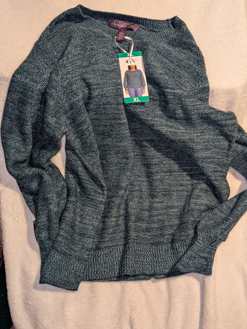 Gloria Vanderbilt Teal Marled Scoop Neck Sweater